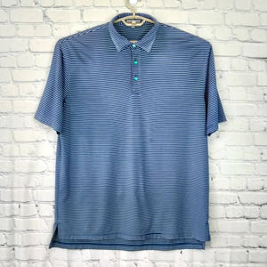 Peter Millar Summer Comfort Mens XL Polo Shirt Dark Blue Stripe Golf